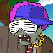 Profile picture of a Zombatar with pink hair, a blue baseball cap, and white shutter shades